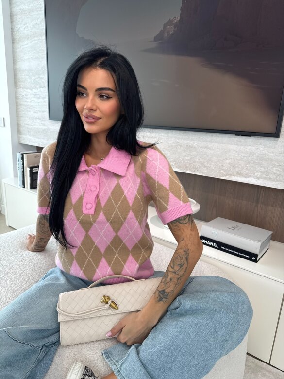 Sweter Verdis różowo-brązowy