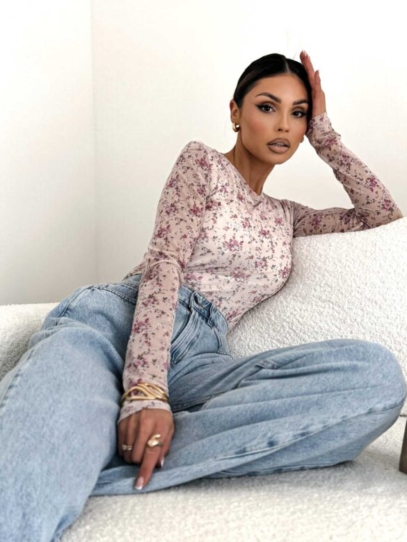 Bluzka Dressi z siateczką beżowa 