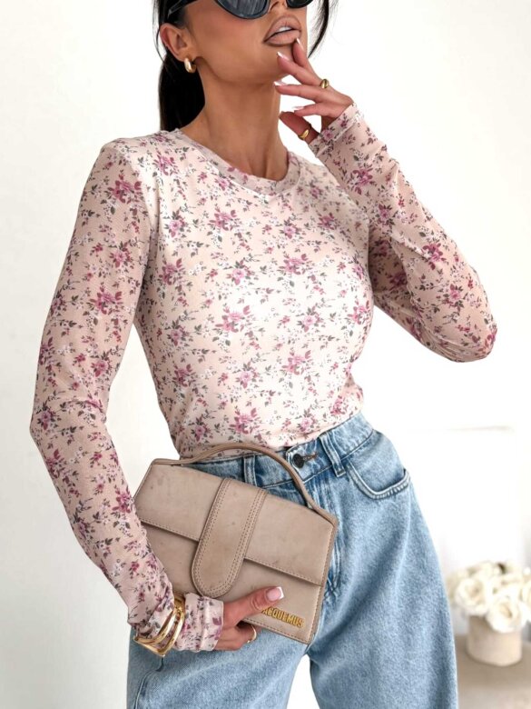 Bluzka Dressi z siateczką beżowa 