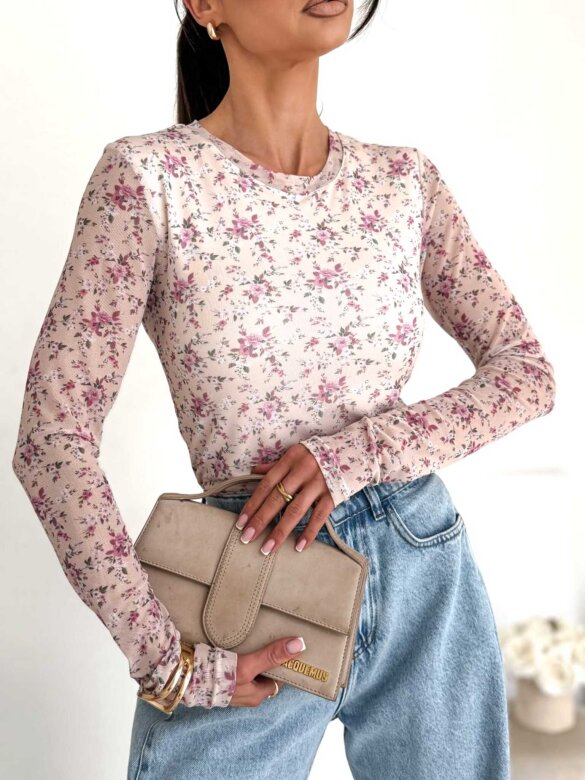 Bluzka Dressi z siateczką beżowa 