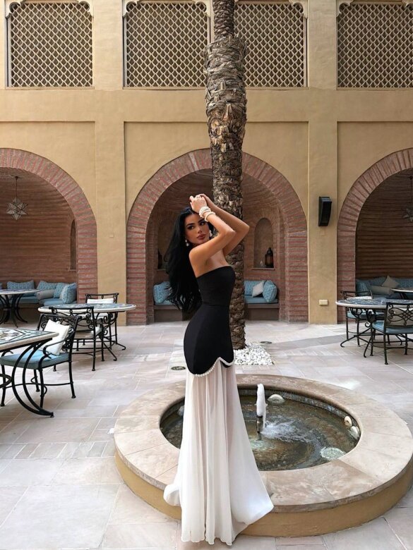 Sukienka Callister maxi czarno-biała 