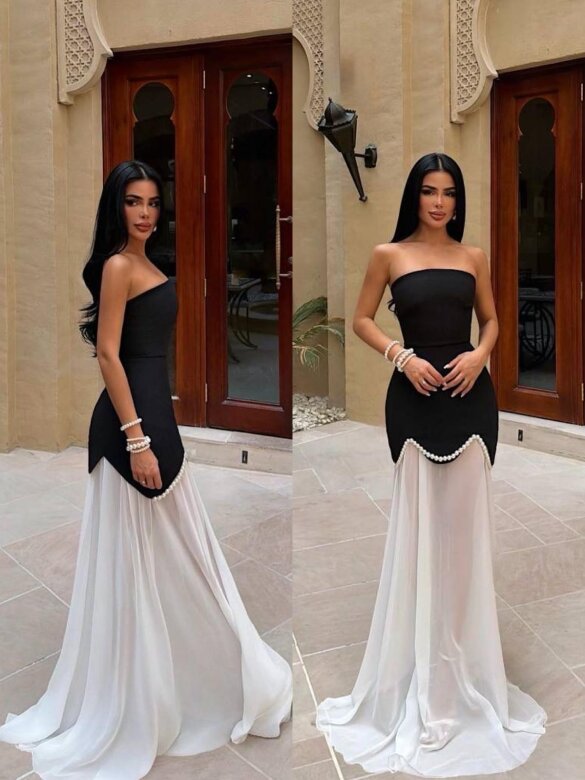 Sukienka Callister maxi czarno-biała 