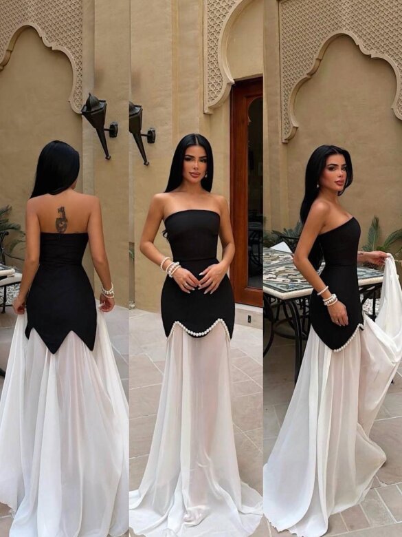 Sukienka Callister maxi czarno-biała 