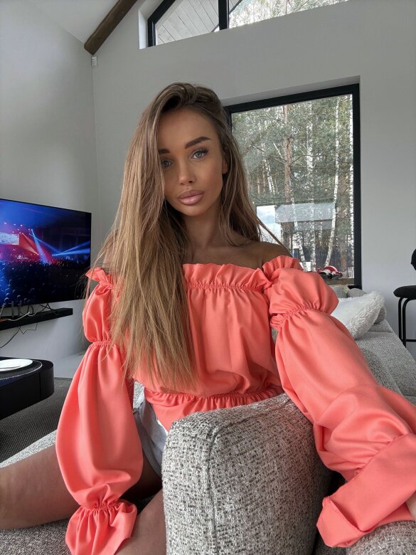 Bluzka Romanza hiszpanka z wiskozą pomarańczowa 