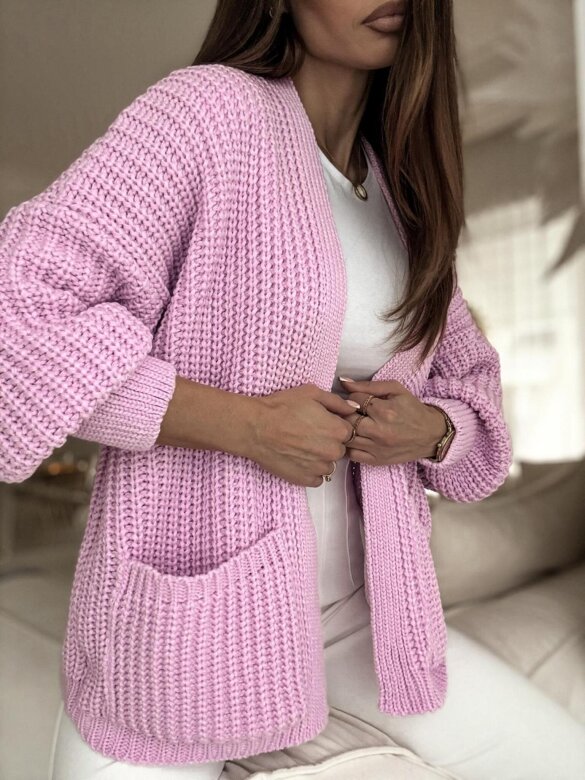 Kardigan Hug Me Warm pudrowy róż 