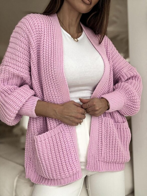 Kardigan Hug Me Warm pudrowy róż 