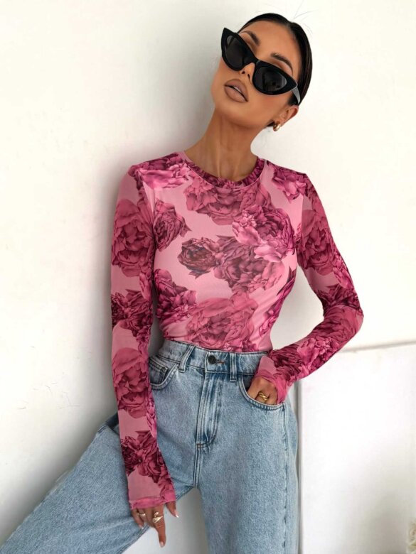 Bluzka Dressi z siateczką różowa 