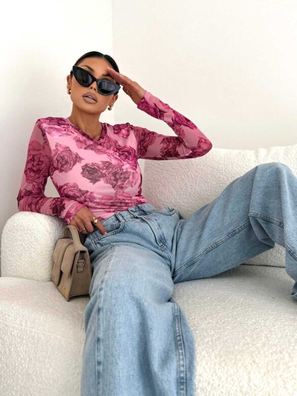 Bluzka Dressi z siateczką różowa 