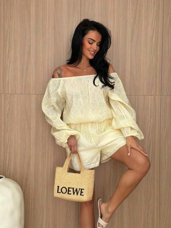 Komplet 2w1 Lanive ażurowy żółty 