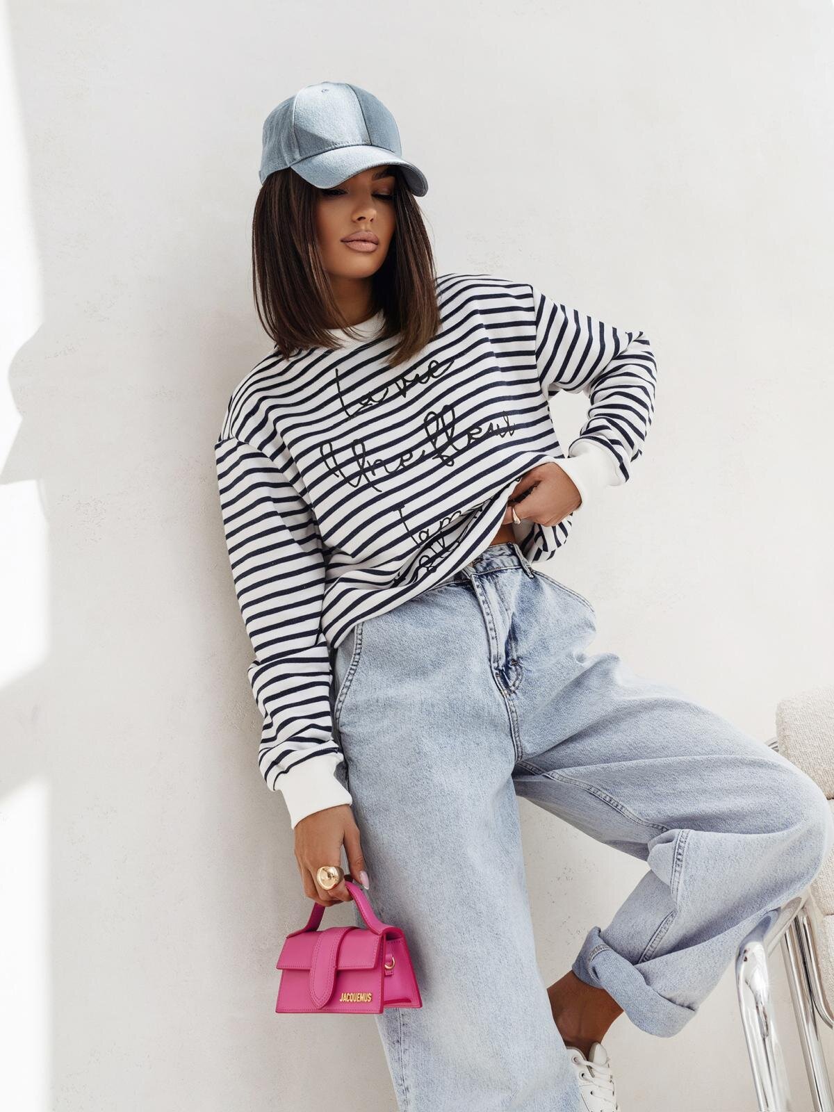 Sweatshirt Belle striped white-navy