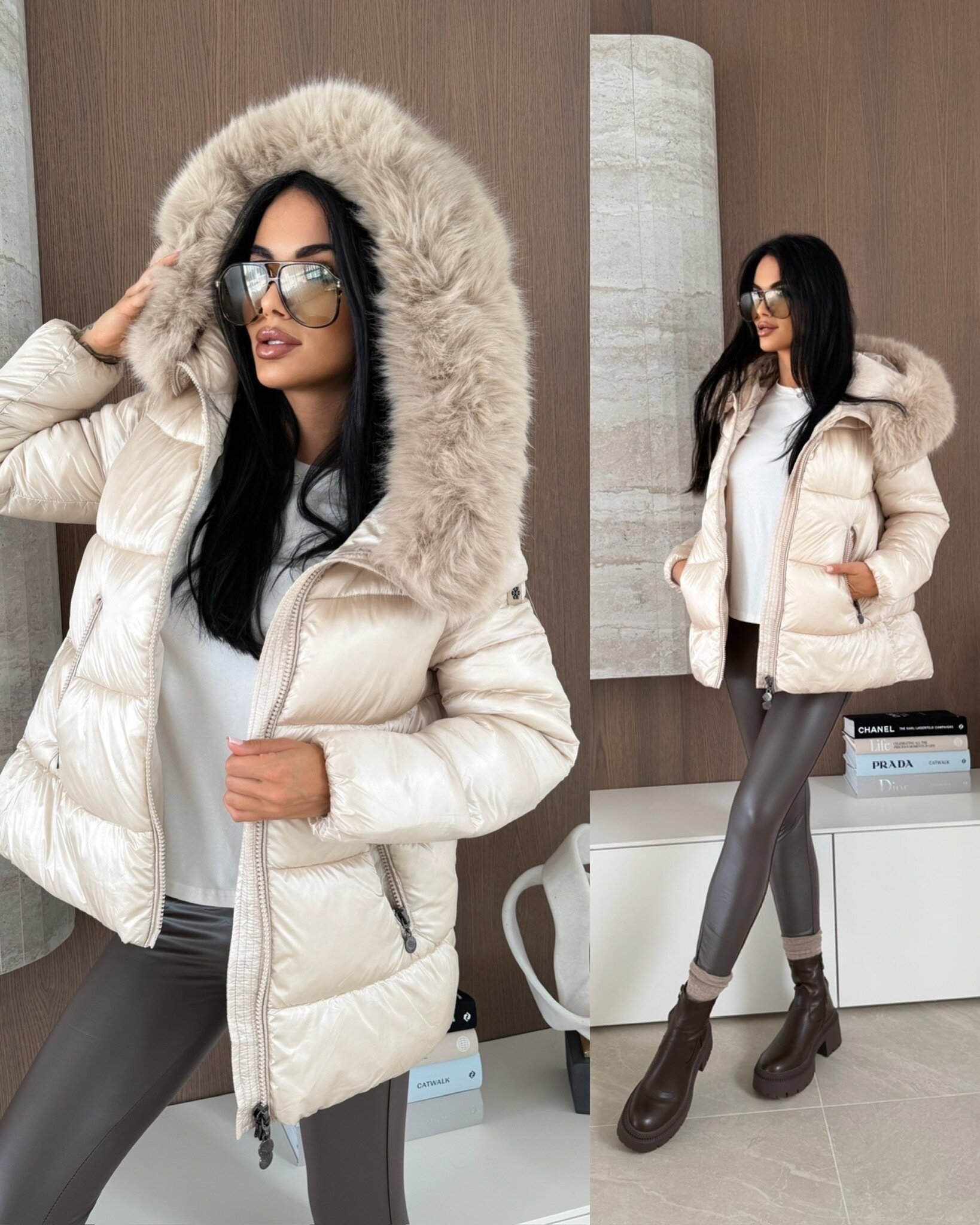 Kurtka Adelle błyszcząca perłowa