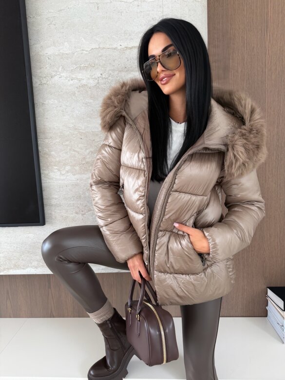 Kurtka Adelle błyszcząca mocca 