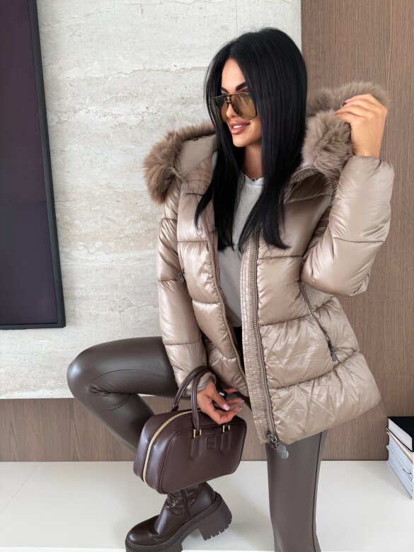 Kurtka Adelle błyszcząca mocca 