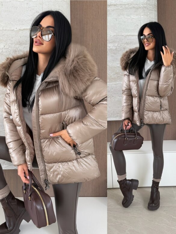 Kurtka Adelle błyszcząca mocca 