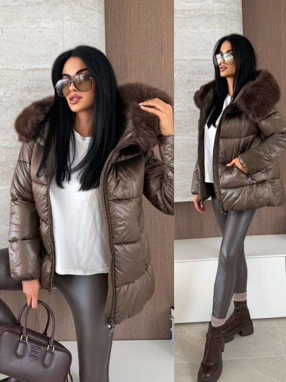 Kurtka Adelle błyszcząca czekoladowa 