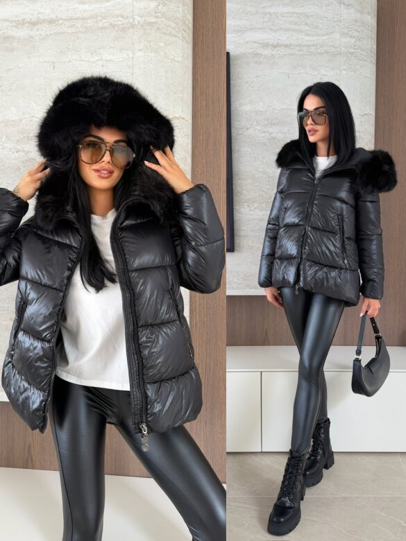 Kurtka Adelle błyszcząca czarna 