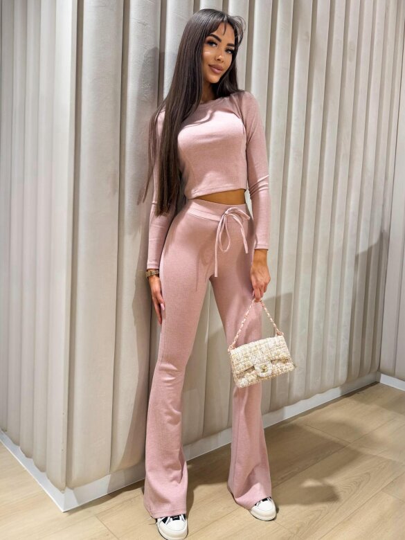 Komplet 2w1 Pureline dzianinowy pudrowy