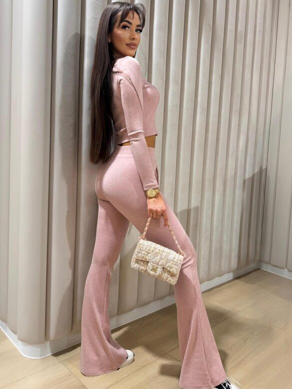 Komplet 2w1 Pureline dzianinowy pudrowy