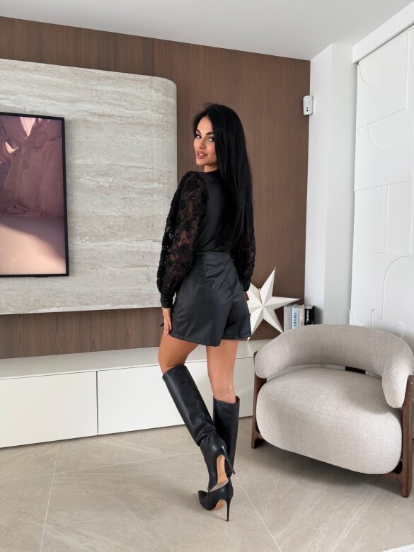 Body Celesse satynowe z koronką czarne