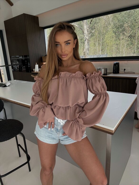 Bluzka Romanza hiszpanka z wiskozą brudny róż