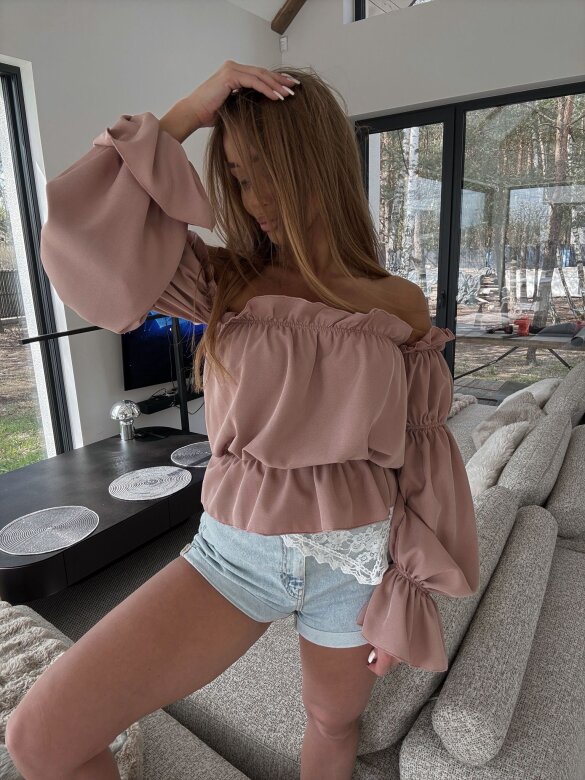 Bluzka Romanza hiszpanka z wiskozą brudny róż