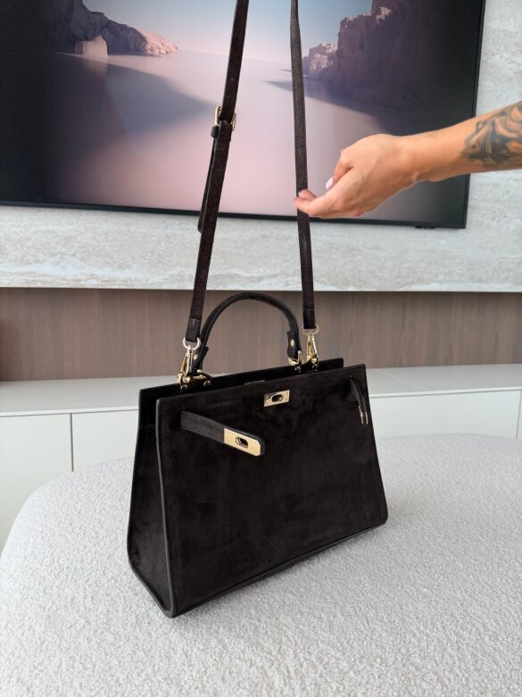 Bag Loria suede leather chocolate