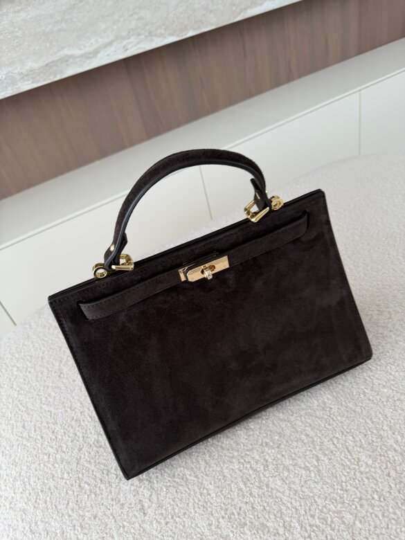 Bag Loria suede leather chocolate