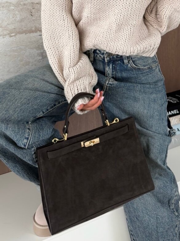 Bag Loria suede leather chocolate