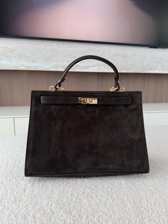 Bag Loria suede leather chocolate