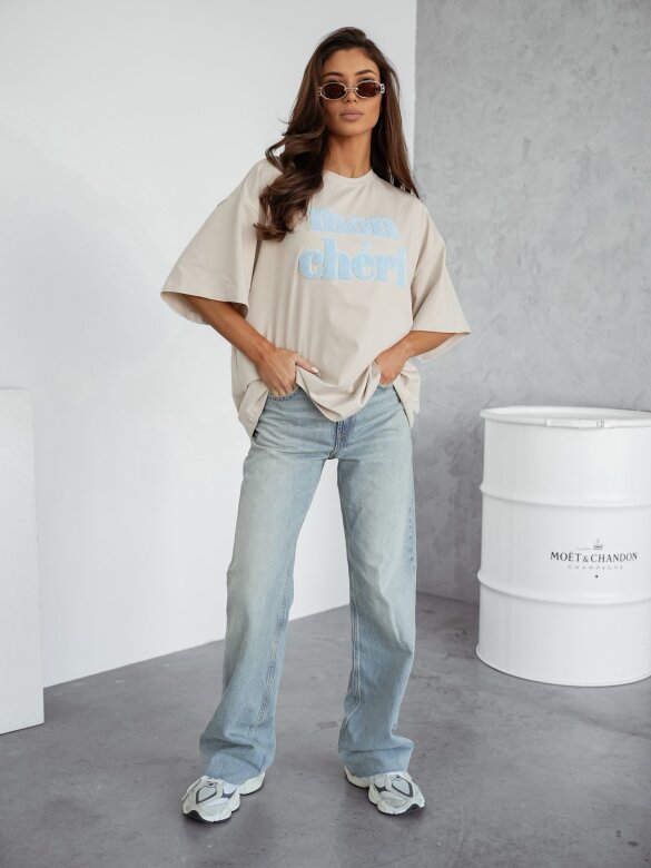 T-shirt Mon Cheri beżowy 