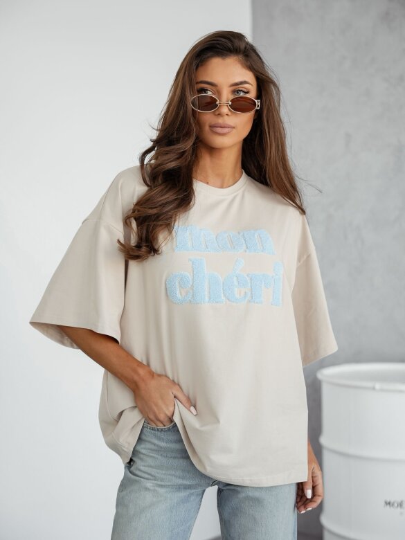 T-shirt Mon Cheri beżowy 
