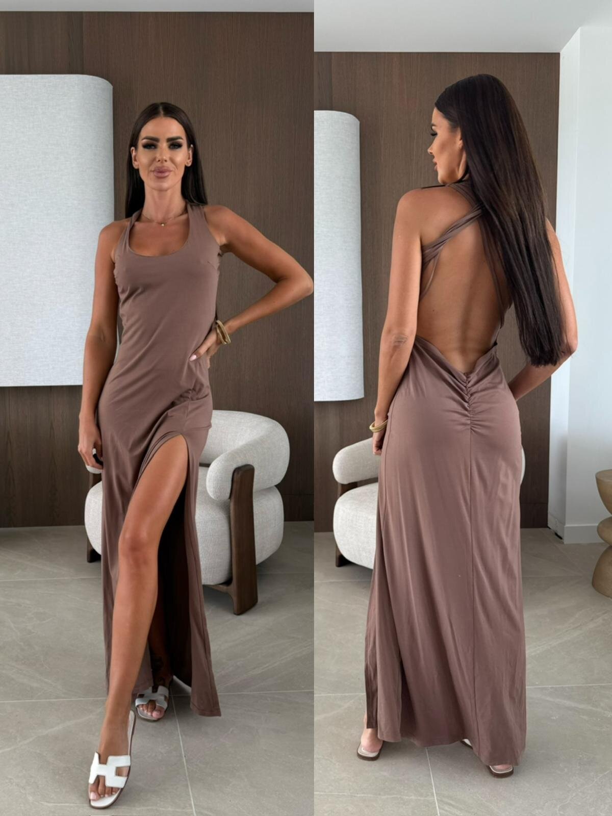 Sukienka Edissa maxi mocca 