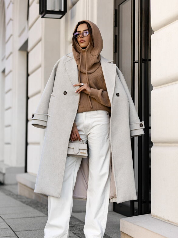 Płaszcz Osher II w jodełkę waniliowy