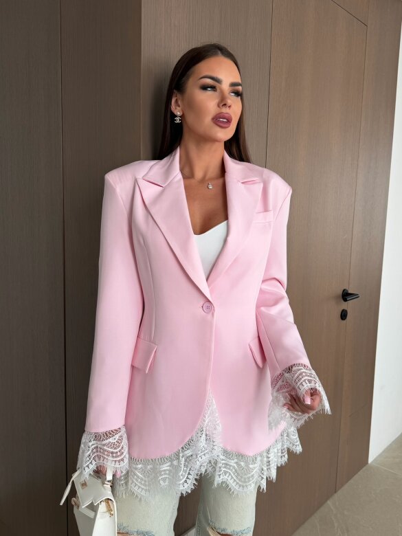 Marynarka Danora z koronką pudrowa