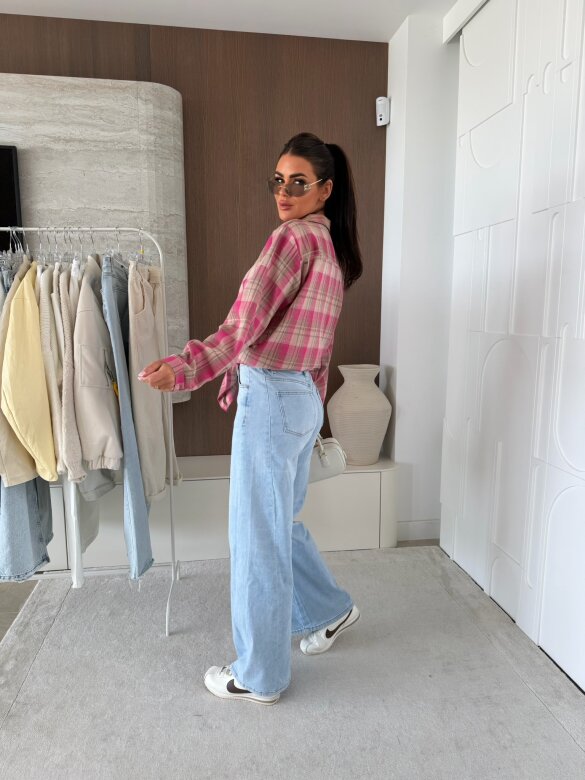 Koszula Elora w kratkę beżowo-różowa 