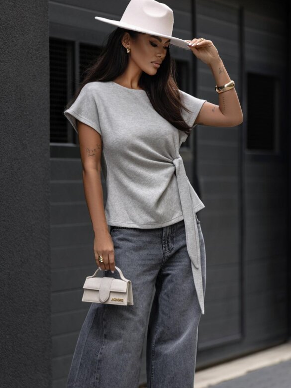 Bluzka Maido z wiązaniem szara 