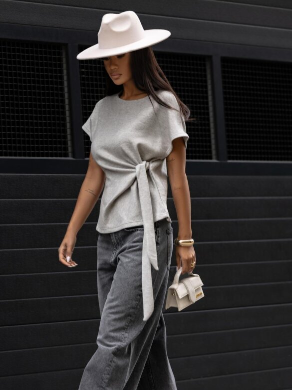 Bluzka Maido z wiązaniem szara 