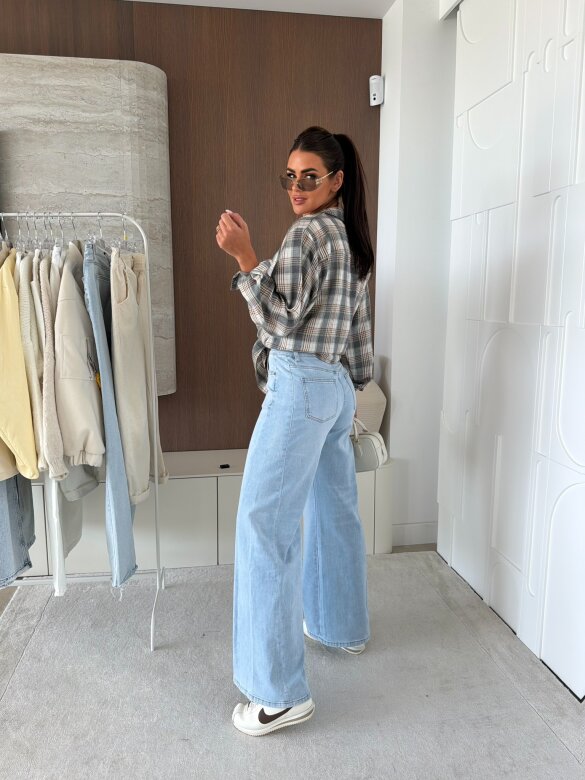 Koszula Elora w kratkę szaro-ecru