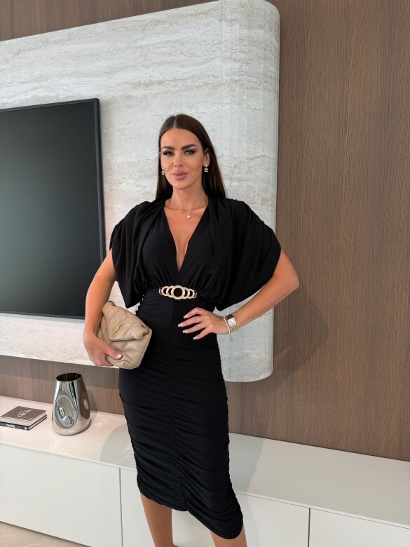 Sukienka Kamaris z marszczeniem czarna 