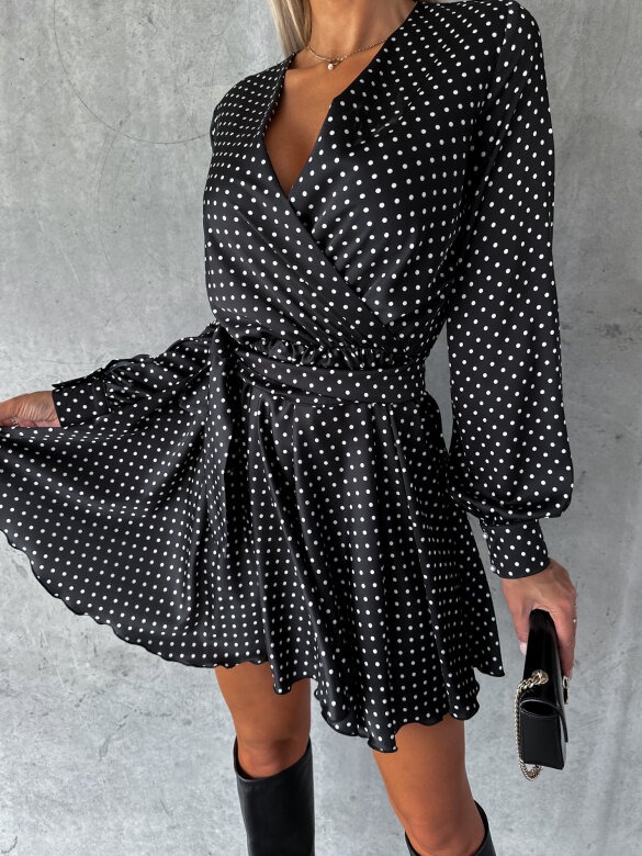 Sukienka satynowa Latisa czarno-biała