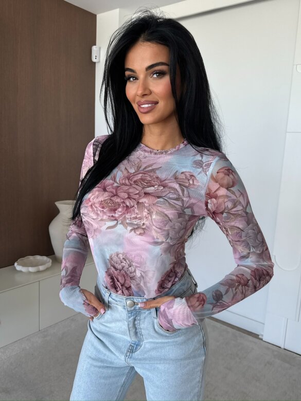 Bluzka Randy z siateczką niebiesko-pudrowa