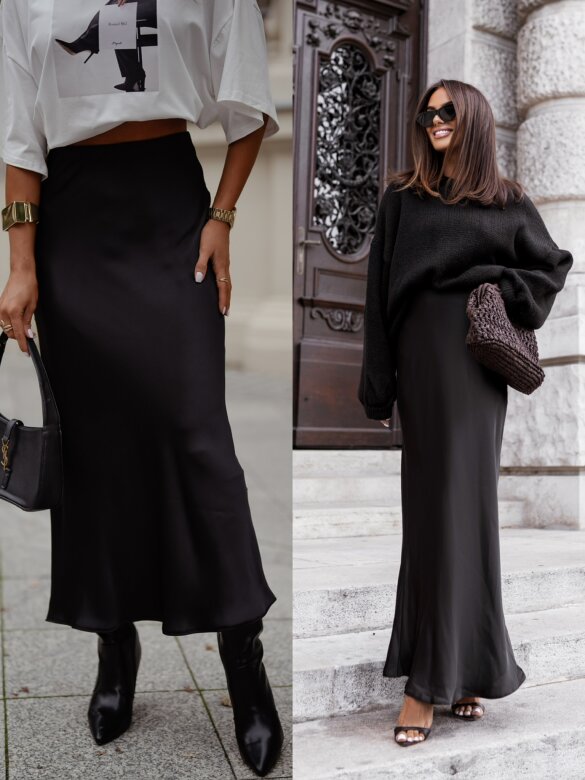 Spódnica Creta satynowa czarna 