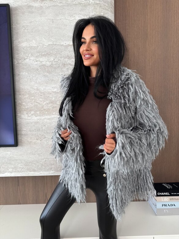 Sweter Vento z frędzlami szary 