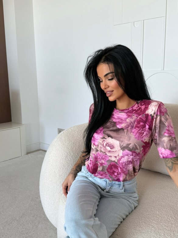 T-shirt Elenne brązowo-różowy