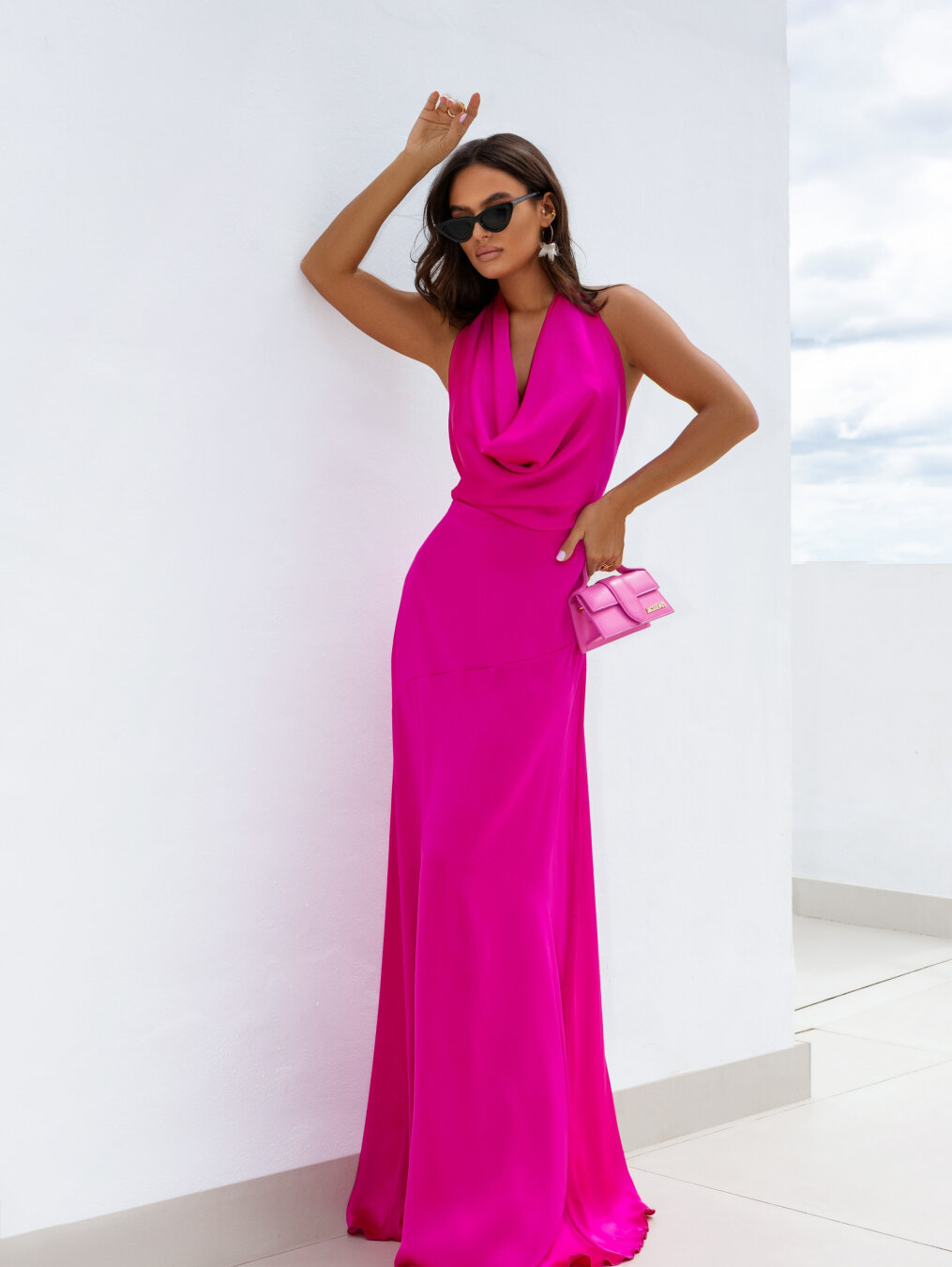 Sukienka Golden Sunset maxi satynowa fuksja 8
