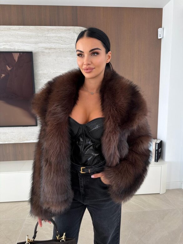 Futro Sallis czekoladowo-czarne