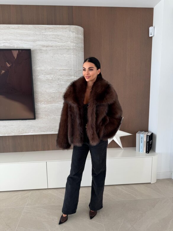 Futro Sallis czekoladowo-czarne