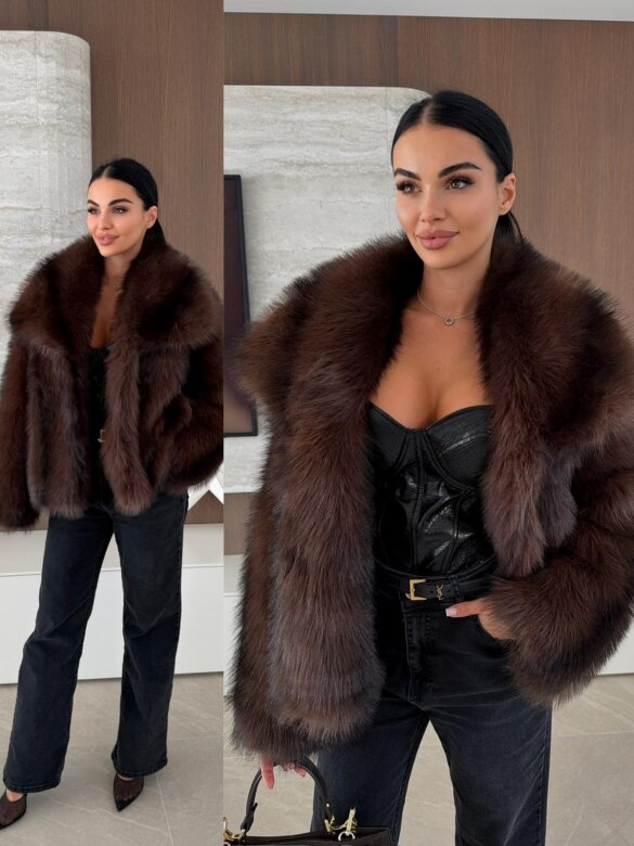 Futro Sallis czekoladowo-czarne