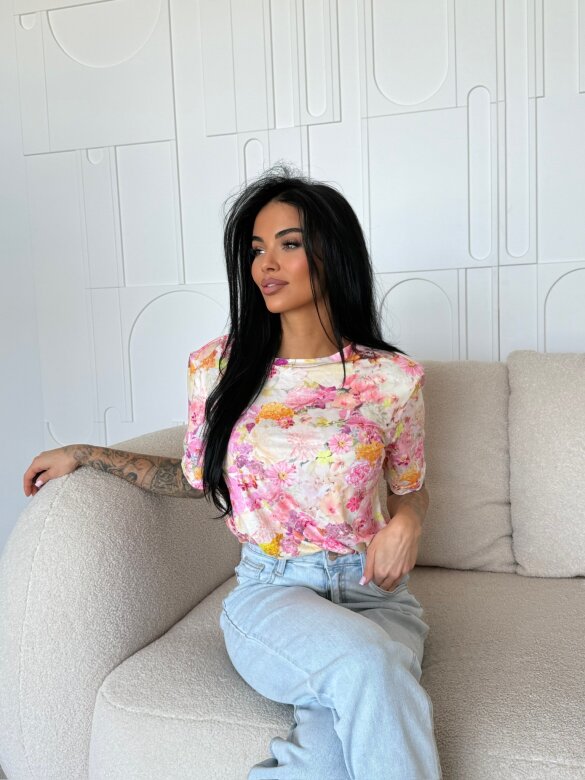 T-shirt Elenne pudrowo-żółty