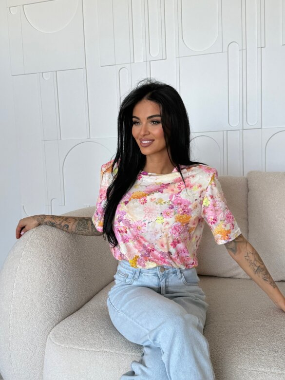 T-shirt Elenne pudrowo-żółty